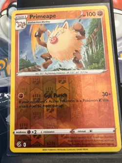 Pokemon SWSH08: Fusion Strike 134/264 Primeape Reverse Holo - Image 1