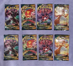 Pokemon TCG Sword & Shield Darkness Ablaze Sealed Booster Pack Art Lot 8 Packs - Image 1