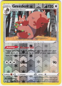 Greedent 128/198 Holo Rare Chilling Reign Pokemon Reverse Holo Near Mint - Image 1