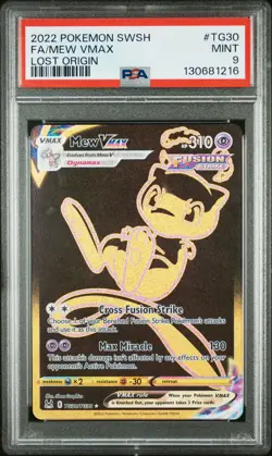 2022 POKEMON SWORD & SHIELD LOST ORIGIN #TG30 FULL ART/MEW VMAX PSA 9 - Image 1