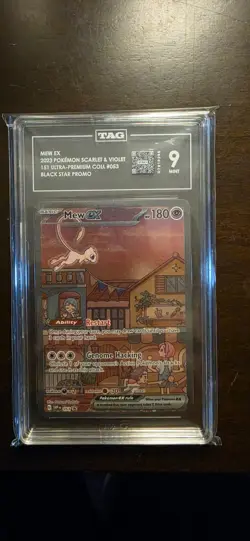 Pokemon Mew ex 053 Scarlet & Violet Promo EX Black Star Holo TAG 9 English 2023 - Image 1