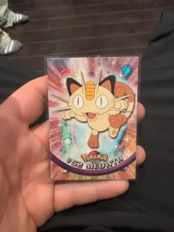 Topps Pokemon #52 Meowth - TV Animation Edition Card, 1999, NM Black Logo - Image 1