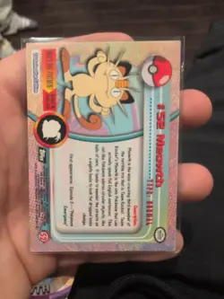 Topps Pokemon #52 Meowth - TV Animation Edition Card, 1999, NM Black Logo - Image 2