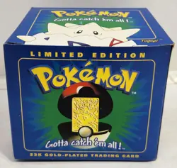 Nintendo Pokemon Burger King Togepi Trading Card 23K Gold Plated Blue Box Sealed - Image 2
