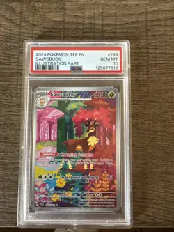 2024 Pokemon TEF en Sawsbuck Illustration Rare Card 166/162 PSA 10 - Image 1