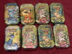 8x Pokemon Prismatic Evolutions Mini Tins! Sealed Brand New! Sylevon Vaporeon - Image 1