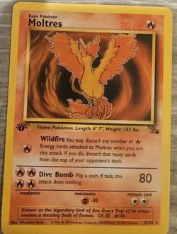 Pokemon Moltres 27/62 1st Edition - Image 1