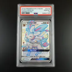 PSA 10 Sylveon GX SV76/SV94 Pokemon Hidden Fates Full Art Holo Card - Image 1