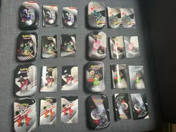 Pokemon TCG Black Bolt White Flare Mini Tin Full Art Set x8 + Sticker, Art Card - Image 1
