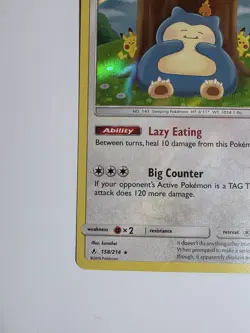 Snorlax Reverse Holo Rare Card 158/214 SM Unbroken Bonds - Image 3