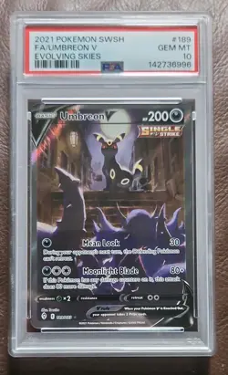 Pokemon 2021 Umbreon V 189/203 Full Art Evolving Skies GEM MINT PSA 10 - Image 1