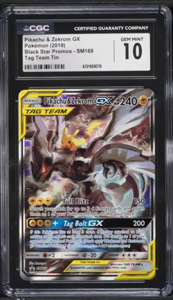 2019 Pokemon Tag Team Promo Pikachu & Zekrom GX #SM168 CGC 10 - Image 1