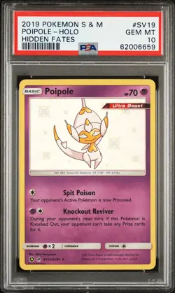 2019 POKEMON SUN & MOON HIDDEN FATES #SV19 POIPOLE-HOLO PSA 10 - Image 1