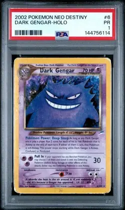 2002 Pokemon Neo Destiny Dark Gengar Holo Rare 6/105 PSA 1 - Image 1