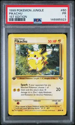 1999 POKEMON JUNGLE 1ST EDITION #60 PIKACHU PSA 1 - Image 1