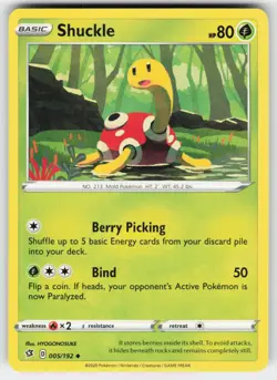 Shuckle 005/192 Uncommon Rebel Clash Pokemon Near Mint - Image 1
