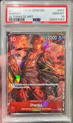 One Piece English Shanks OP06-007 Alt Art SR PSA 10 Gem Mint - Image 1
