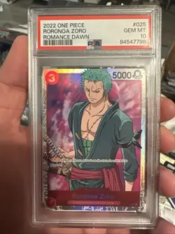 2022 ONE PIECE OP01-ROMANCE DAWN #025 RORONOA ZORO PSA 10 - Image 1