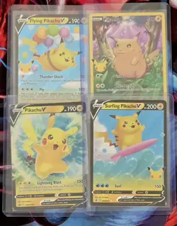 Pokemon Celebrations Pikachu Bundle 4 Cards V Surfing Flying Promo 005/025 NM - Image 1