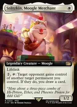 1x Stiltzkin, Moogle Merchant - Foil - Extended Art Moderate Play MTG Magic - Ki - Image 1