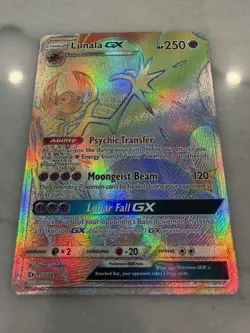 Pokemon TCG Lunala GX Rainbow Secret Rare Card Sun & Moon 153/149 Holo Rainbow - Image 2