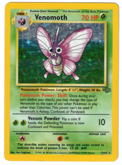 POKEMON VENOMOTH 13/64 JUNGLE UNLIMITED HOLO RARE MP/HP VINTAGE GRASS BUG - Image 1