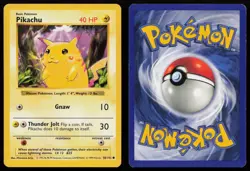 Pikachu (Red Cheeks) 58/102 Unlimited Base Set Shadowless Pokemon English MP - Image 3