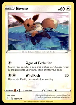 Eevee 052/072 Common Shining Fates Pokemon Lightly Played - Image 1