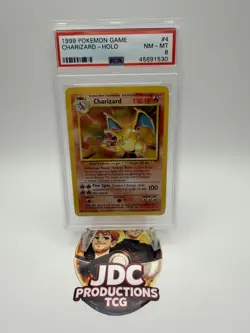 Pokemon Charizard Base Set Unlimited Holo Rare #4 Psa 8 - Image 1