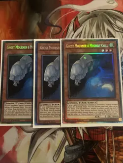 YUGIOH GHOST MOURNER & MOONLIT CHILL COLLECTORS RARE RA02-EN015 x3 PLAYSET - Image 1