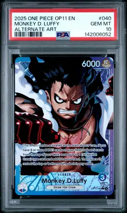 2025 ONE PIECE OP11-A FIST OF DIVINE SPEED ALTERNATE ART MONKEY D. LUFFY PSA 10 - Image 1