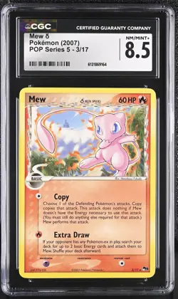 CGC 8.5 NM/MINT+ Mew 3/17 Pop Series 5 Non Holo Pokemon Card - Image 1