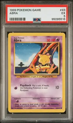 1999 POKEMON BASE SET UNLIMITED #43 ABRA PSA 5 - Image 1