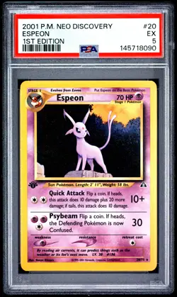 2001 Pokemon Neo Discovery Espeon 1st Edition PSA 5 #20/75 - Image 1