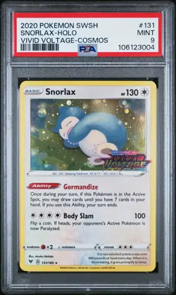 2020 POKEMON SWORD & SHIELD VIVID VOLTAGE COSMOS #131 SNORLAX-HOLO PSA 9 - Image 1