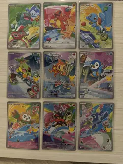 Full Set of 9 Pokemon First Partner Series 1 Illustration Collection English - Image 1