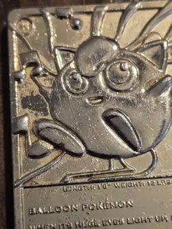 Vtg 99' Jigglypuff 24k Gold Plated Metal Card #39 Pokemon Burger King WORN POOR - Image 3
