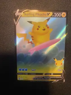 Pokemon TCG Surfing Pikachu v Celebrations Holo Ultra Rare Card 008/025 - Image 2