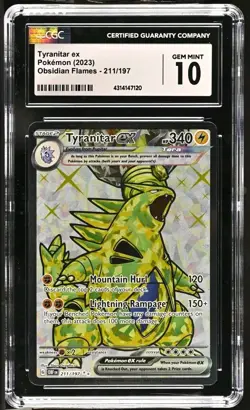 CGC 10 2023 Pokemon Obsidian Flames Tyranitar EX Ultra Rare FA #211/197 - Image 1
