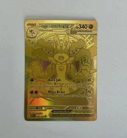 Mega Lucario ex Gold Pokemon Mega Evolution card 188/132 Hyper Rare - Image 1