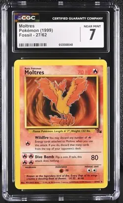 Moltres *CGC 7* Fossil *#27* 1999 *Vintage* Pokemon - Image 1