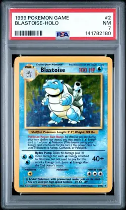 Blastoise Holo Rare Base Set #2 1999 PSA 7 Pokemon TCG Stage 2 English 6+ - Image 1