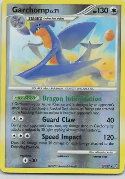 Pokemon TCG Garchomp Reverse Holo Rare Platinum Supreme Victors 5/147 - Image 1