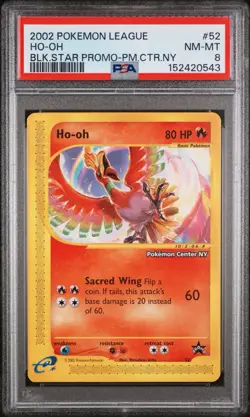 Pokemon TCG Ho-Oh Pokemon League Promo Black Star 52 PSA 8 - Image 1