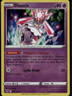 Diancie Holo Rare SWSH10: Astral Radiance 068/189 Psychic Pokemon Card - Image 1