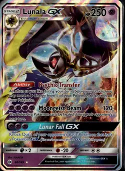 Lunala GX Ultra Rare SM Base Set 66/149 Psychic Holo Pokemon Card - Image 1