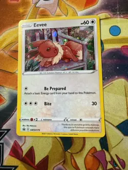 Eevee SWSH175 Sword Shield Promo Cosmos Holo Pokemon Card Swirl - Image 1
