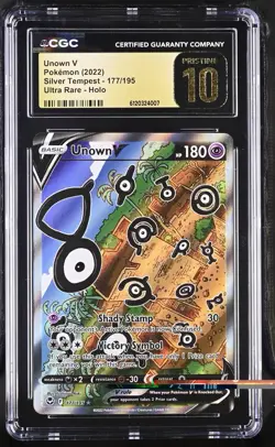 Pokemon Unown V CGC 10 Silver Tempest 177/195 Ultra Rare Full Art Holo 2022 - Image 1