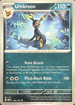 Umbreon 130/197 Uncommon Obsidian Flames Pokemon Near Mint - Image 1