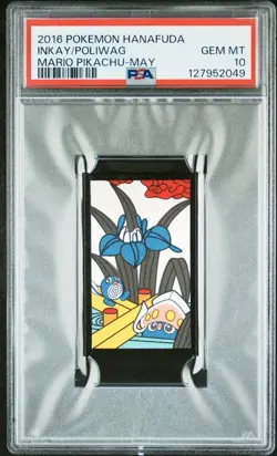 2016 POKEMON HANAFUDA MARIO PIKACHU MAY INKAY/POLIWAG PSA 10 - Image 1